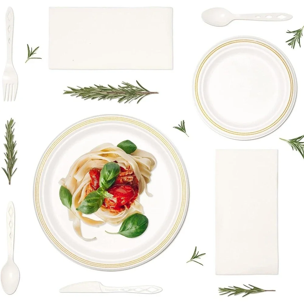 150 PCS Disposable Eco-Friendly Premium Dinnerware for Parties, Events Serves 25